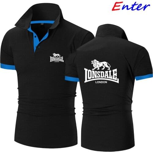 Polo Shirt Mens Summer Stretch LONSDALE Car LOGO Mens Short-Sleeved Polo Suit High-End Mens T-Shirt High-Quality Polo Shirt