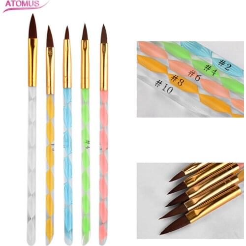 5Pcs Nail Art Pen 3D Crystal Flower Builder Carving DIY Drawing Brush Manicure Tips Salon Set Nail Dotting Tool Dot Painting