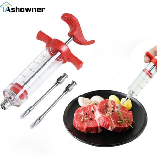 Towayer Hot Selling BBQ Meat Syringe Marinade Injector Turkey Chicken Flavor Syringe Kitchen Cooking Syinge Accessories