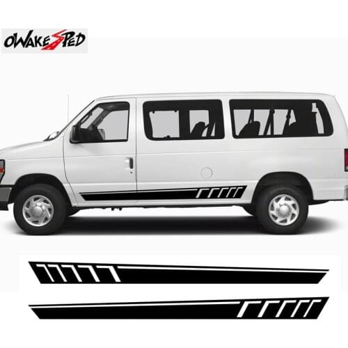 Car Sport Styling Auto Body Side Skirt Stickers For-Ford E350 Racing Stripes Door Vinyl Decals Exterior Accessories