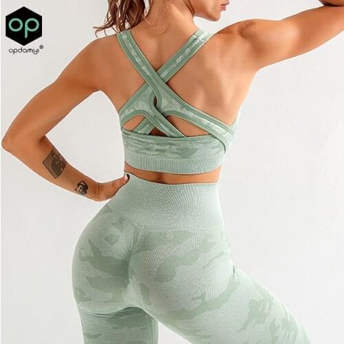 OpBh Set 2 Piece Workout Set Women Seamless Yoga Set Sportswear Fitness Clothes For Women Gym Clothing Gym Leggings Sports Set