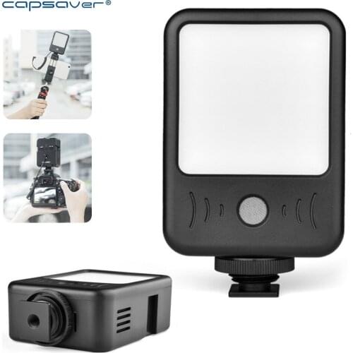 Capsaver LED Video Light Mini Rechargeable with Built-in Microphone Recording Fill Lamp 6500K for Cell Phone Vlog Live Interview