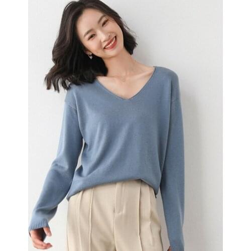 Winter Sweater Women V-neck Stylish Pullover Knitted Long-Sleeves Short Elegant Jumper Fashion Jacket Sweaters