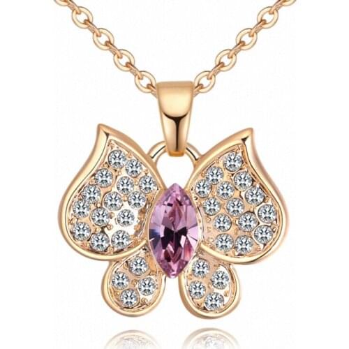 TRACYSWING 5 Colors Real Rose Gold Color Austrian Crystals Sweater pendant necklace for women monkey style #TW133274