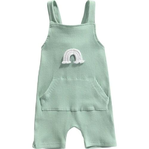Toddler Baby Corduroy Overalls, Cute Sleeveless Rainbow Bib Pants with Front Pocket