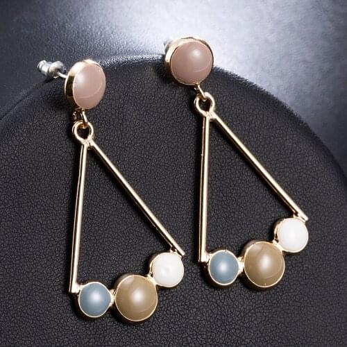 Personality Natural Dangle Drop Earrings Triangle Trendy Resin Stone Ethnic Vintage Hanging Earrings Women Brincos Earring