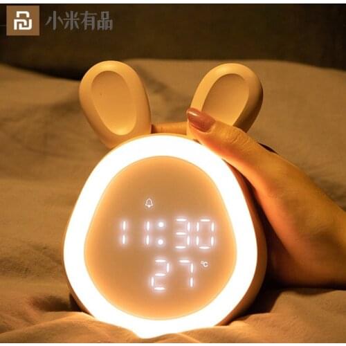 Youpin Smart Alarm Clock Light For Kids Cartoon Children Voice Control With USB Chargers Bedroom Number Table Clock Alarm