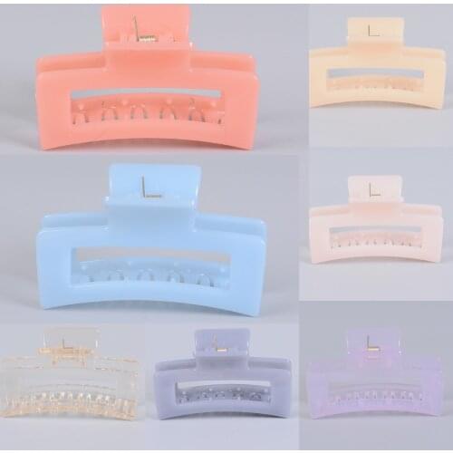 Fashion Women Plastic Square Hair Jaw Claws Clips Crab Clamp Grip Hairpiece Headwear Headdress Accessory