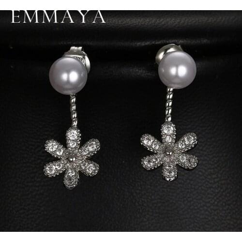 Emmaya 1 Pair Hot Sale Grape Simulated Pearl Drop Dangles Earring Wedding Bridal New Fashion Cluster Pearl Earrings Gift