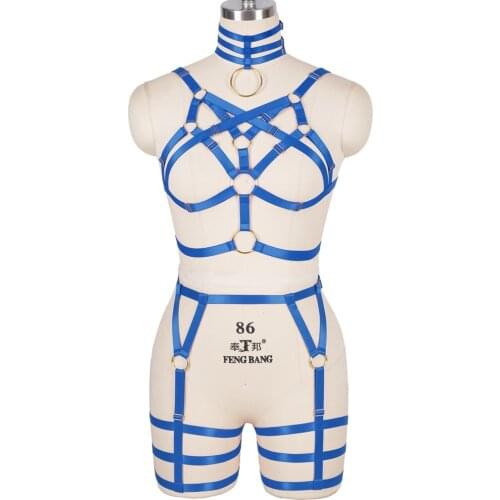 Bondage Full Body Harness For Women Cage Bra Erotic Cosplay Sexy Lingerie Set Suspender Belt Pole Dance Rave Collar Accessories