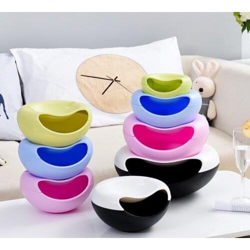 1PC Plastic Nut Melon Seeds Bowl Table Double Layer Creative Lazy Snack Fruit Storage Box With Mobile Phone Stents OK 0195