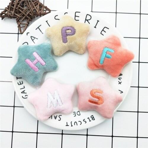 10Pcs/Lot 6CM Plush Cartoon Star Letter Appliques For Baby Headwear Clip Bow Accessories Decor Patches Open BackSide