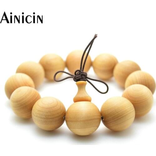 10pc Natural Thuja sutchuenensis With Smell 20mm Wood Mala Jewelry 8'' Fashion Mens Birthday Gift Prayer Bracelets
