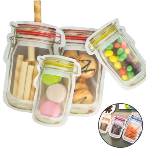 20pcs New Reusable Jar Bottles Bags Nuts Candy Cookies Bag Seal Fresh Food Storage Bag Snacks Zipper Sealed Kitchen Organizer