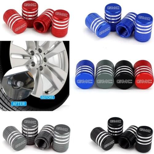 4pcs Tire Valve Stem Cover For GMC Sierra Terrain Acadia Savana Yukon Envoy Canyon 1500 Safari Protect Cap Wheels Accessories