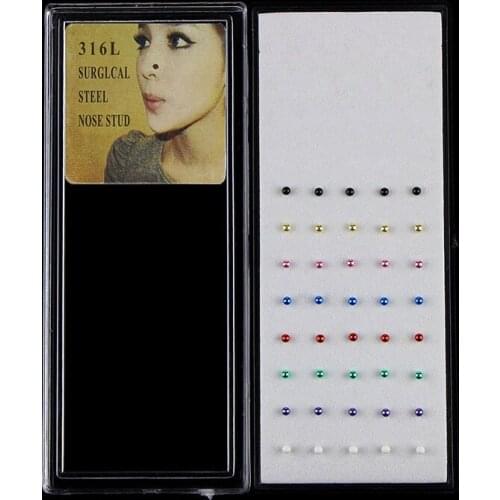 40pcs/60pcs Nose Ring Studs Fashion Body Women Girl Jewelry Stainless Steel Nose Piercing Colorful Nose Piercing Stud Wholesale