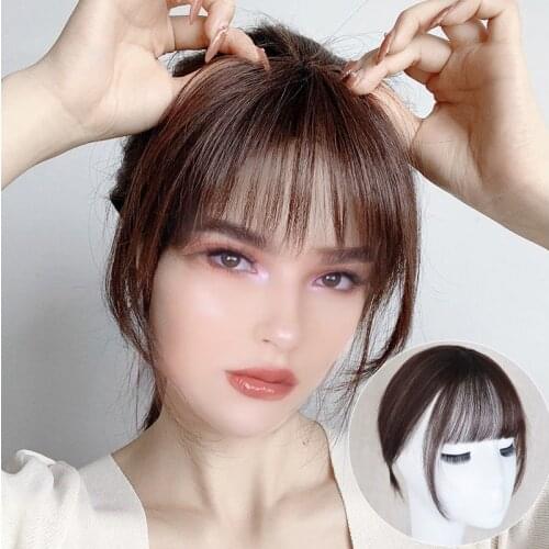 AILIADE 3D Invisible Top hair Clip On Bangs Hairpieces for Women Bangs Clip In Hair Extensions Synthetic High Temperature Fiber