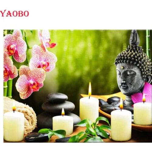 DIY Diamond Embroidery Orchid/Buddha/Stone/Candle Diamond Painting Full Square New arrival Diamond Mosaic Rhinestone icons