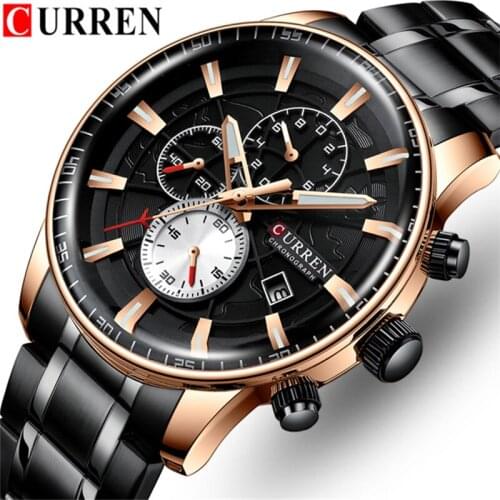 Mens Watches CURREN Chronograph Top Brand Luxury Business Quartz Watch Men Casual Large Dial Clock Sport Watches Relogio Masculi