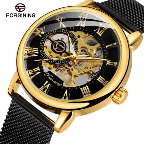 Forsining Simple Business Stainless Steel Men Automatic Mechanical Wrist Watch Male 30 ATM Waterproof Clock relogio masculino