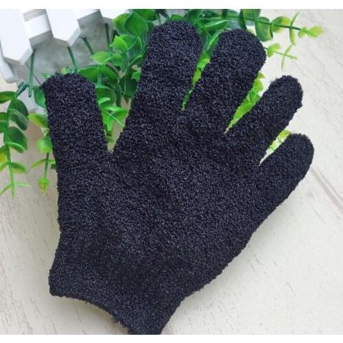 Color Black Peeling Glove Five Fingers Exfoliating Bath Mitts Paddy Soft Fiber Massage SN527