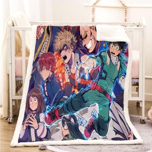 Anime Boku Midoriya Izuku My Hero Academia Flannel Blanket Throw for Sofa Bed Cover Single Twin Bedding Baby Boys Girls Gift