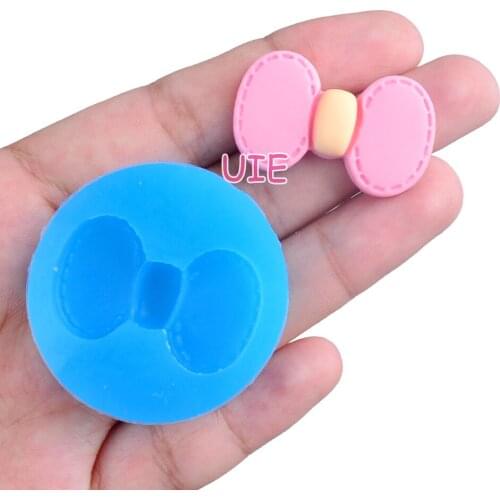 FYL650U 32.1mm x 19.4mm Bowknot Silicone Mold Fondant Cake Decoration Candy Resin Clay Earrings Necklace Craft Soap Candle