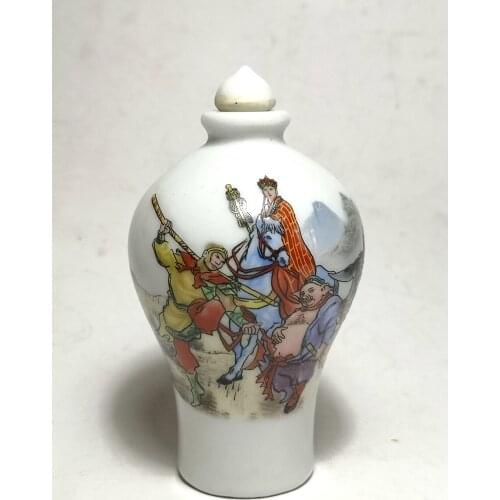 YIZHU CULTUER ART Collection Old China Famille rose Porcelain Painting Journey to the West Snuff Bottles