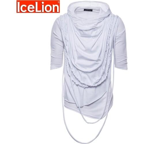 IceLion 2021 Summer Solid Short Sleeve T Shirt Men Fashion Hip Hop Streetwear Turtleneck T-shirt Slim Fit Casual Mens Tshirt