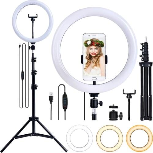 Fusitu 12 inch 30cm LED Photographic Light Curved Surface lamp Lighting With Phone Holder For Live broadcast Makeup Shooting
