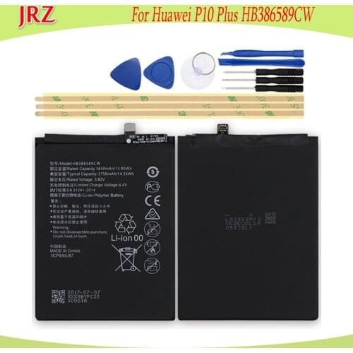 JRZ 3750mAh Huawei P10 Plus HB386589CW batteryphone Replacement Batteries with tools For Huawei P10 Plus HB386589CW