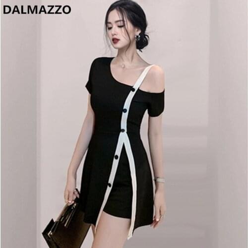 DALMAZZO 2 Piece Hot Pants Set for Women 2021 New Summer Ladies Fashion Short Sleeve Sexy Spaghetti Strap Tops + Shorts Suits XL