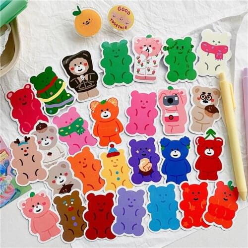 Cute Bear Scrapbooking Decorative Sticker Korean DIY Diary Album Stick Label Kawaii Stationery