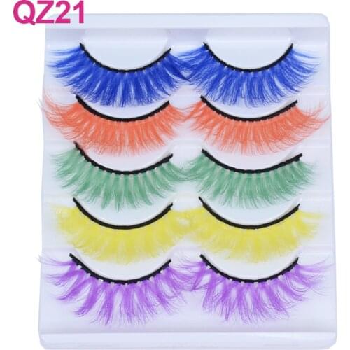 OKAYLASH 5 Pairs Eyelash Set Mix Colores Eye Lashes Wholesale Rainbow 3D Strip Lashes Fluffy Colorful Cilia for Halloween Party