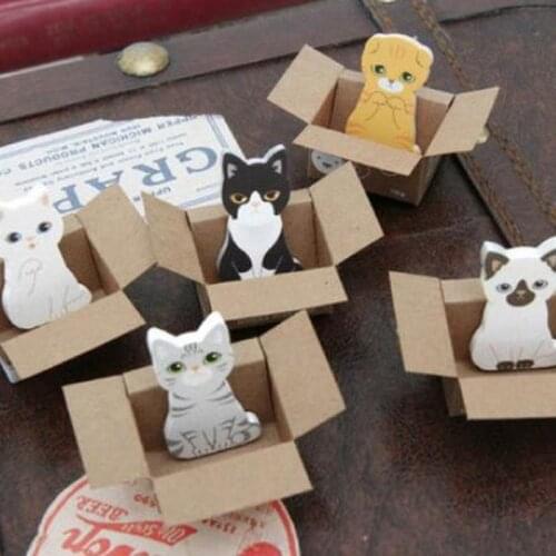 Cat Sticker Cute Carton Cat Compact Note Pad Cat Stickers Kawaii Cartoon Christmas Deco Stickers School Office Stationery