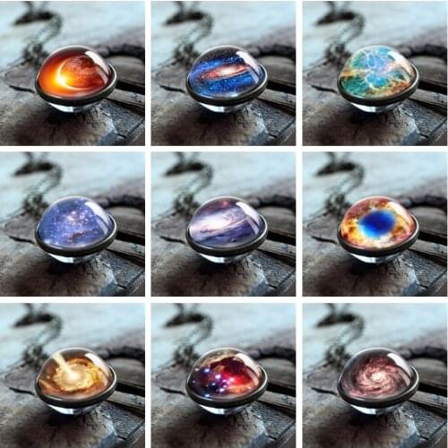 2019 New Nebula Galaxy Double Sided Pendant Outer Space Necklace Universe Jewelry Glass Art Picture Handmade Necklaces