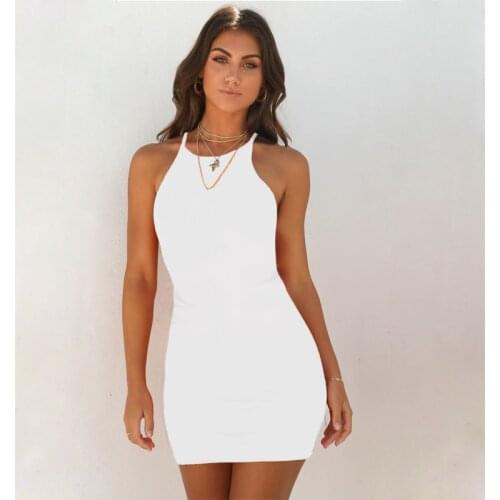 Sexy Bodycon Dress Women Dress Solid Color Sling Sleeveless Mini Short Club Party Dress 2020 Summer Vestidos De Fiesta De Noche