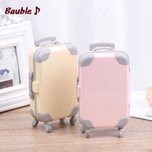 WOADA Mini Plastic Suitcase Luggage Doll Accessories Furniture Kids Toys Play House 3D Travel Train Suitcas For Baby Doll Gift