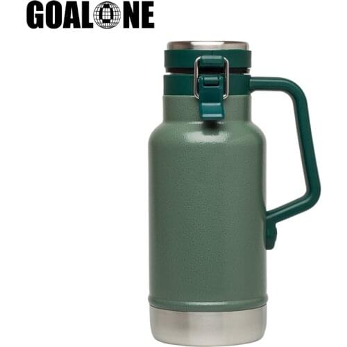 GOALONE 946ML/32OZ Stainless Steel Beer Barrel Portable Double Wall Insulated Beer Growler with Handle Travel Bottle for Camping