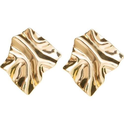 GOLD PLATED IRREGULAR BRASS STAMPED STUD EARRING