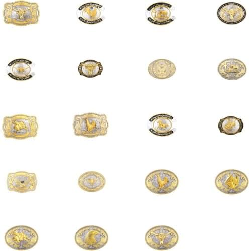 Western Belt Buckle horse bull eagle rooster cross pray running horse heads Gold Belt Buckles for Men Women