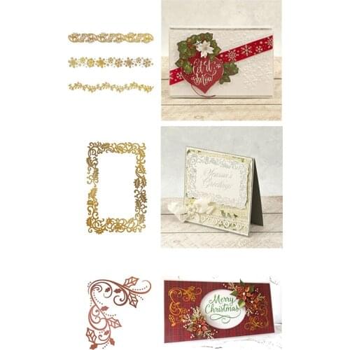 Christmas Lace Rectangle Frame Metal Hot Foil Plate for DIY Scrapbooking Letterpress Embossing Paper Cards Crafts New 2019