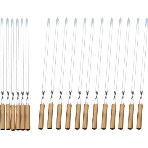 BBQ Skewers Long Handle Shish Kebab Barbecue Grill Stick Wood Grill Needle