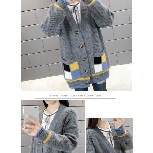 Ladies long knit trench coat jacket pocket button up long sleeve warm autumn coat with pocket casual top