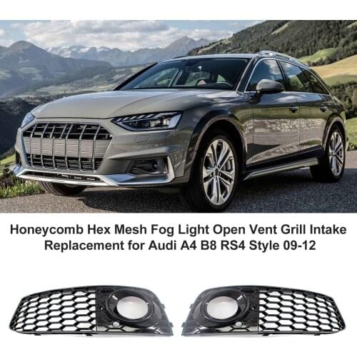 Honeycomb Hex Mesh Fog Light Open Vent Grill Intake Replacement for Audi A4 B8 RS4 Style 09-12