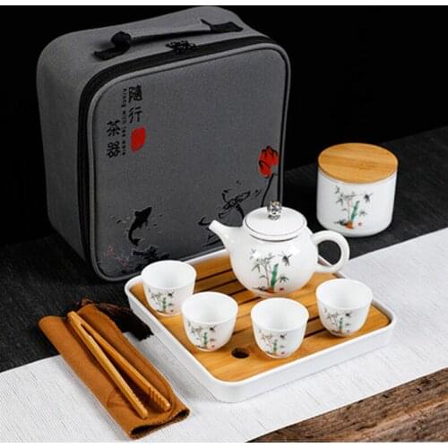 High-end Gift Tea Set Set China Travel Tea Set Portable Ceramic Teapot Tea Cup One Pot Four Cups Chinese Tea Ceremony Tools