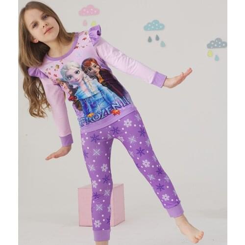 Glow In The Dark Elsa Anna Pajamas Girl Baby Sleepwear Frozen Pijama Wholesale Clothing Sets Kids pyjamas Homewear Disney Aramex