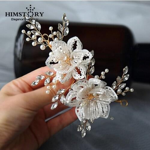 Floral Hairwear For Bride Tiny Beaded Pearl Flower Wedding Hair Jewelry Accessories Handmade wired Bridal Headpiece