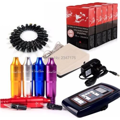 1 Set Permanent makeup machine kit Eyebrow Lip Eyeliner MTS Makeup Pen Rotary Tattoo Machine with Power Supply micro needles