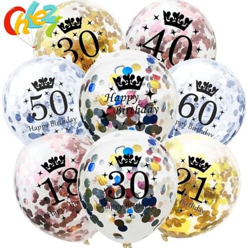 10pcs 12inch Happy Birthday Balloon 18 21 30 40 50 Anniversary Latex Balloons Wedding Anniversary decoration Birthday Supplies